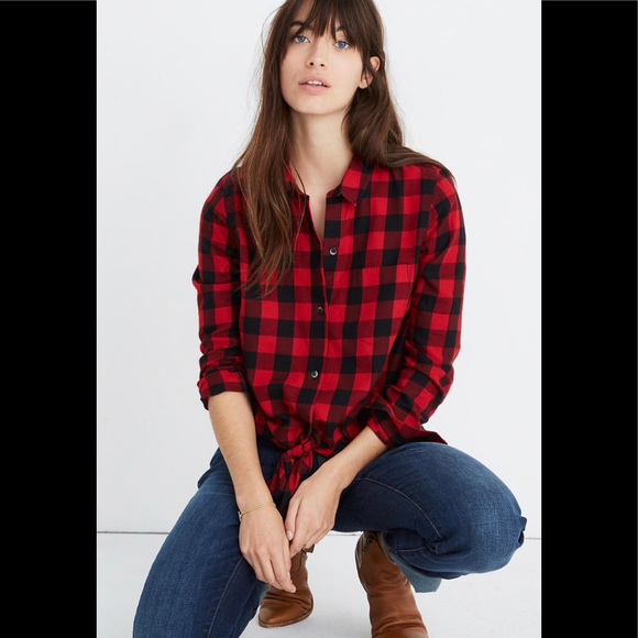 Madewell Tops - Madewell Flannel Tie-Front Shirt in Buffalo Check